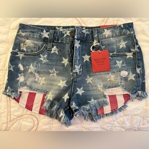 Women’s Star Print Patriotic Denim Shorts